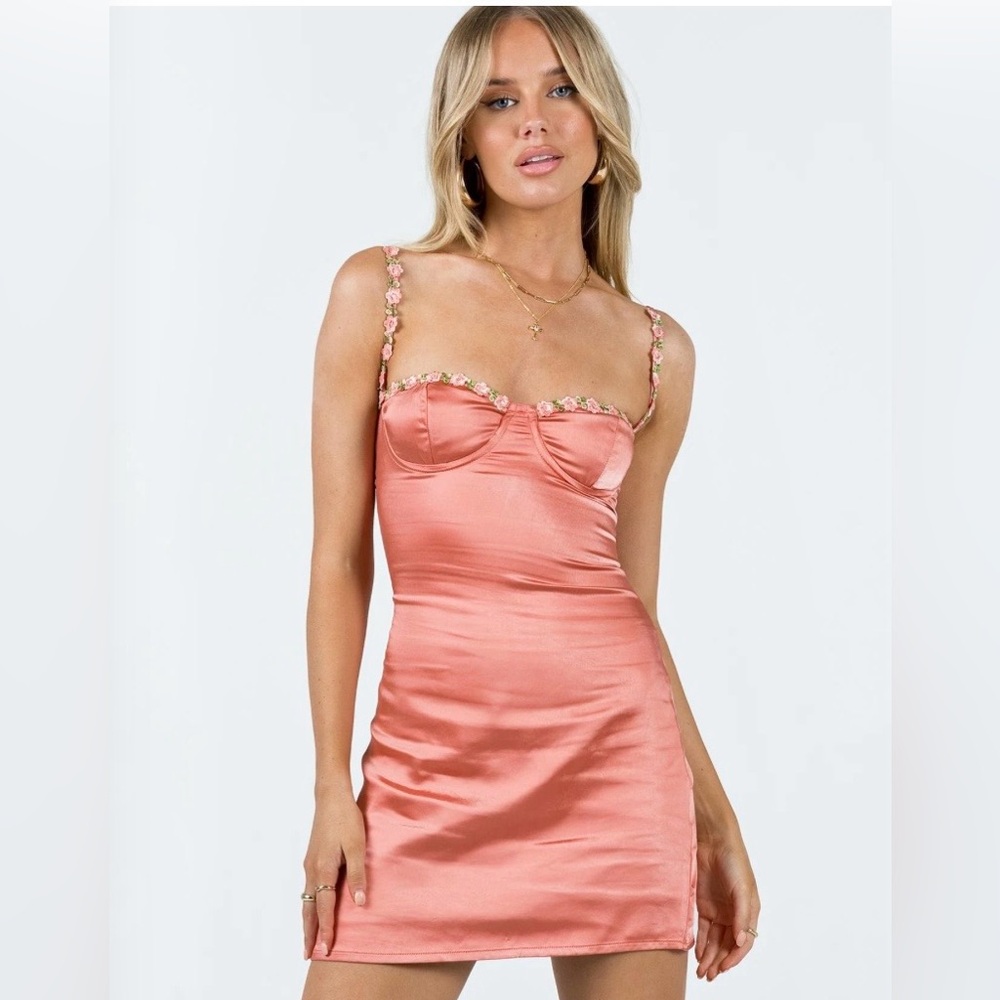 Princess Polly Coral Satin Dress